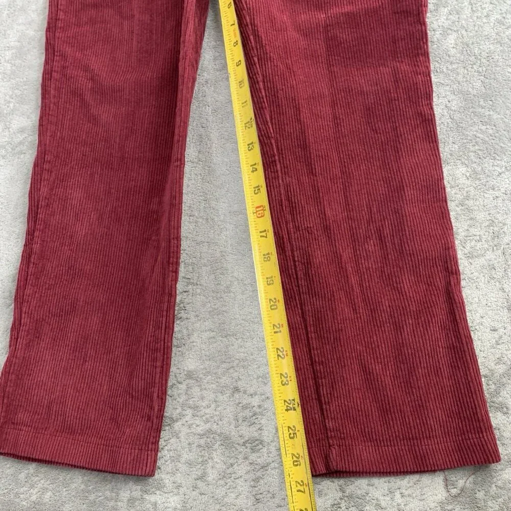 Krooked Skateboarding Pants Mens Small Maroon Corduroy Straight Leg Eyes Logo